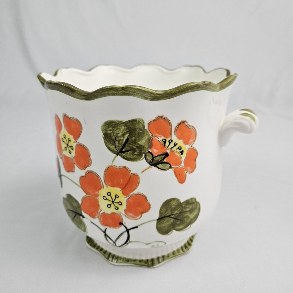 Vintage Cachepot Planter Pot Hand Painted Ceramic Bohemian MCM Vintage Japan